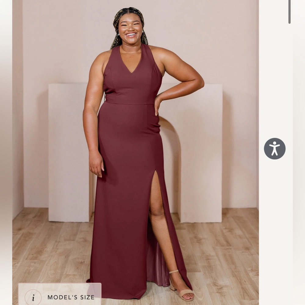 Revelry Bridesmaid Dress, Cabernet, crepe, size 18- runs small